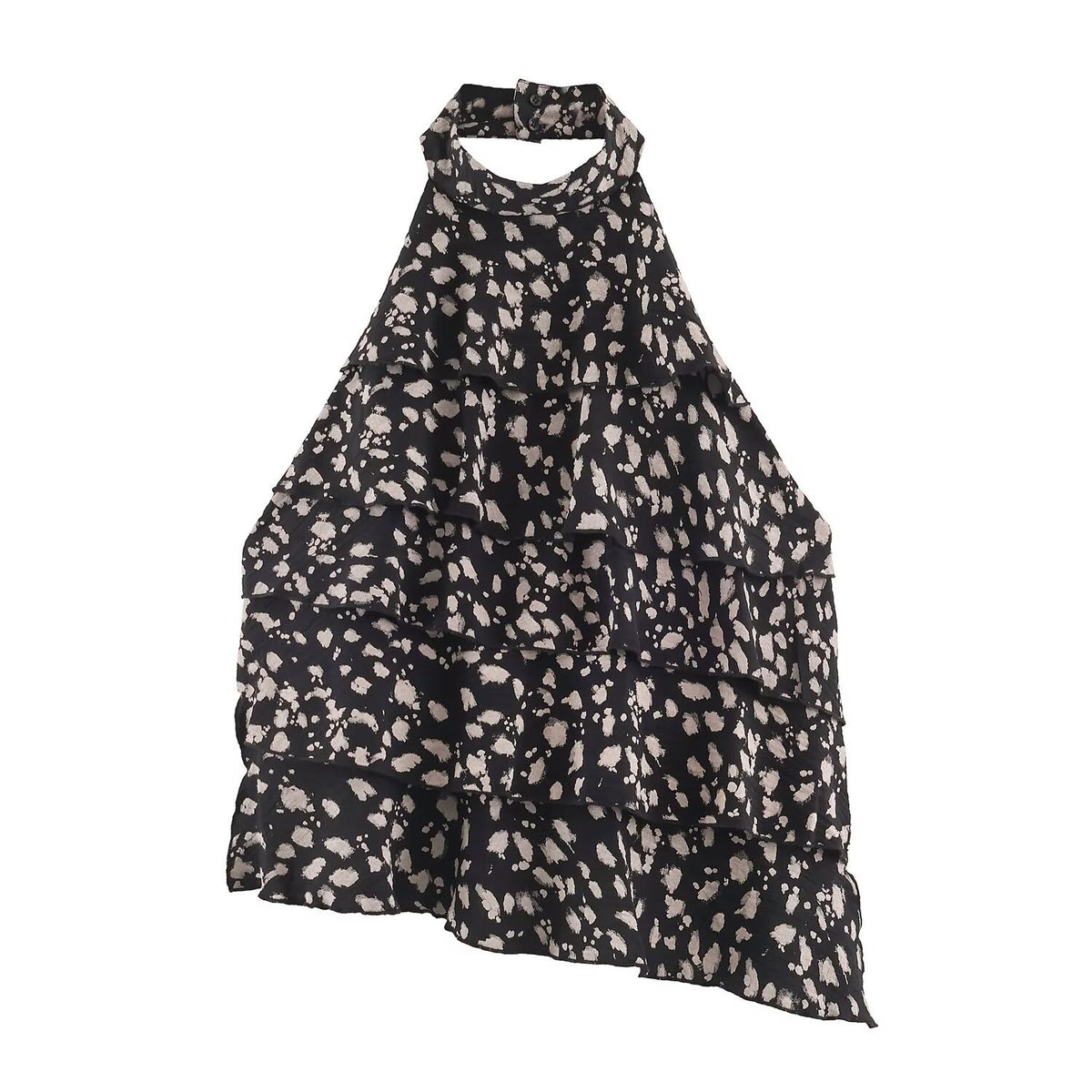 Polka Dot Halter Neck Statement Top