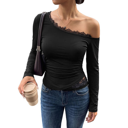 Asymmetric Lace Patchwork Top