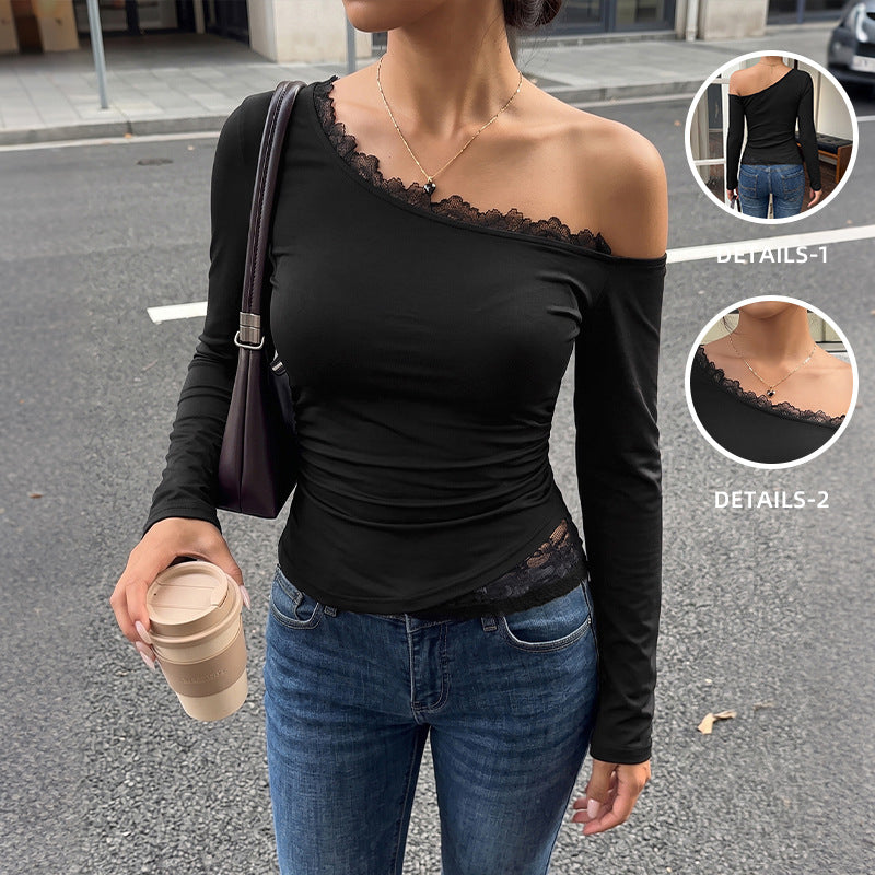 Asymmetric Lace Patchwork Top