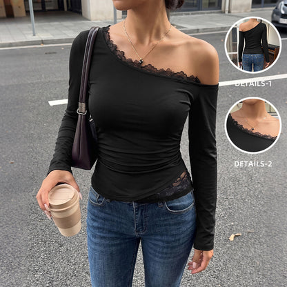 Asymmetric Lace Patchwork Top