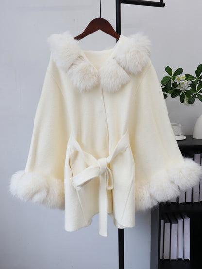 Hooded Lace-Up Shawl Wrap