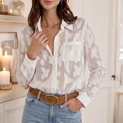 Jacquard Sheer Button Shirt