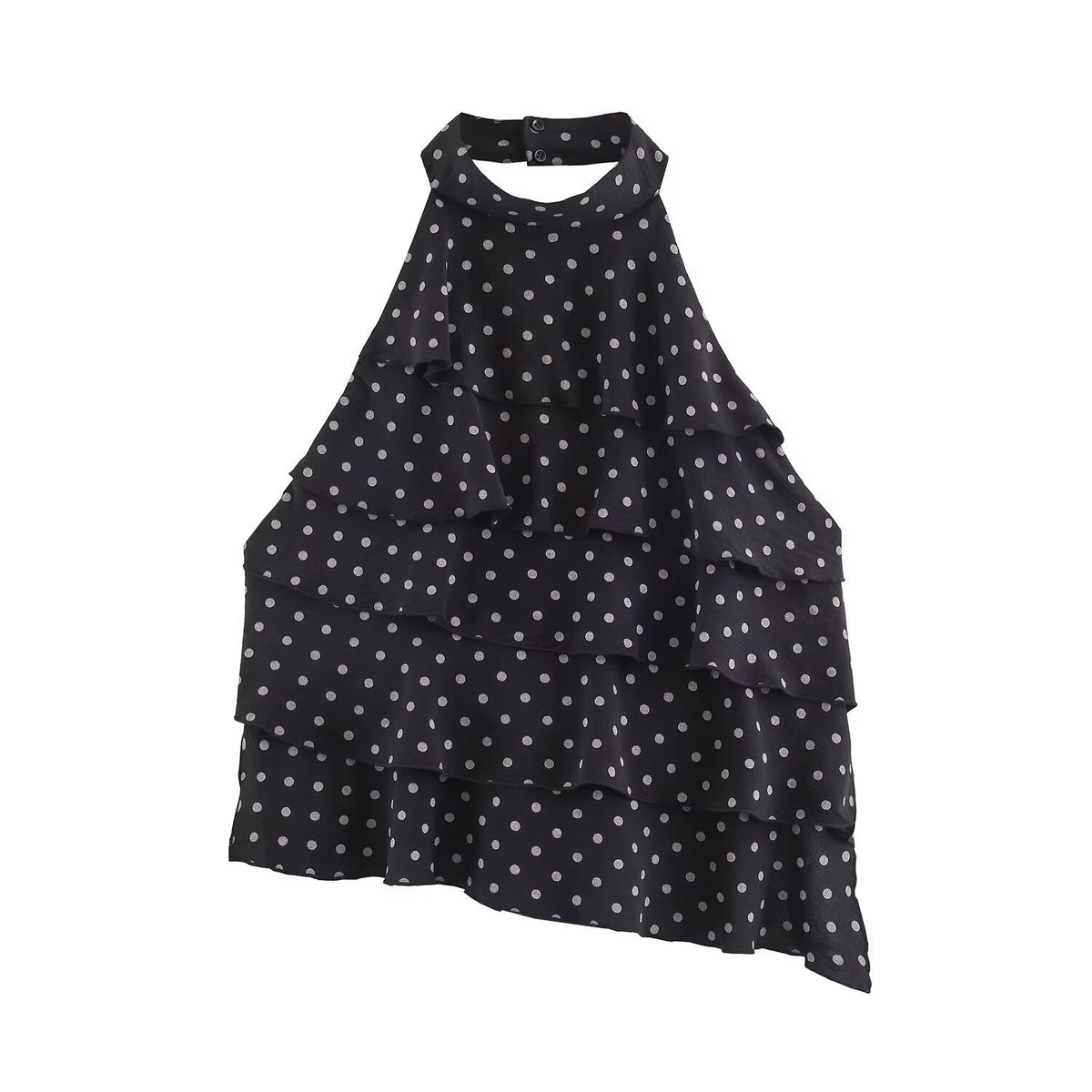 Polka Dot Halter Neck Statement Top