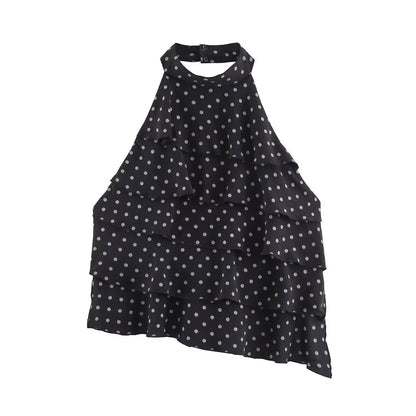 Polka Dot Halter Neck Statement Top