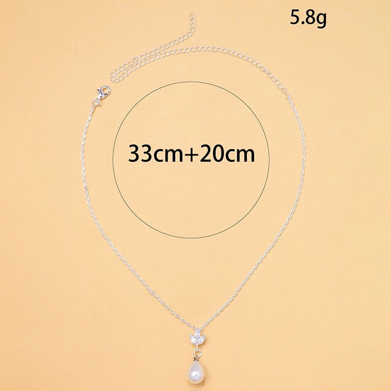 Pearl Zircon Collarbone Chain — Velourè