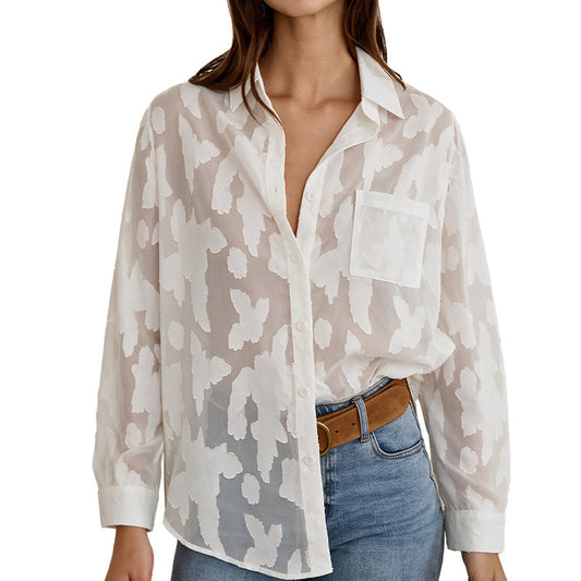 Jacquard Sheer Button Shirt