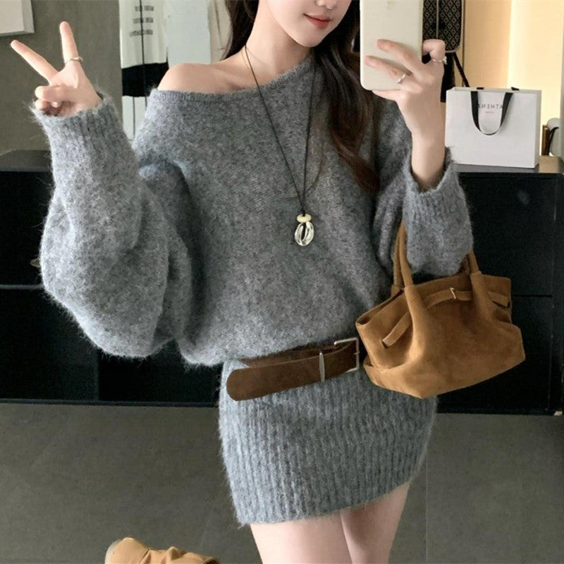 Off-Shoulder Pencil Knit Dress