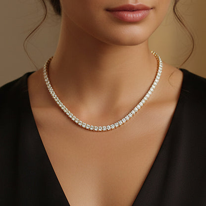 18K Gold Zirconia Tennis Necklace — Velourè