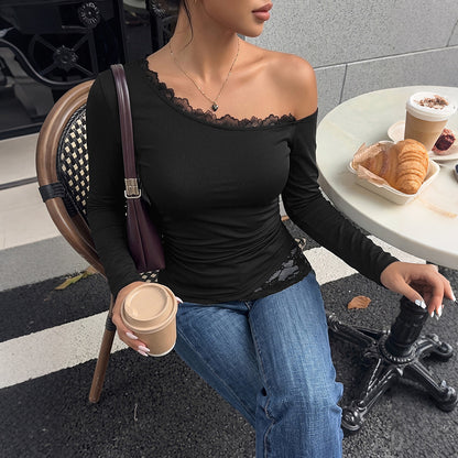 Asymmetric Lace Patchwork Top