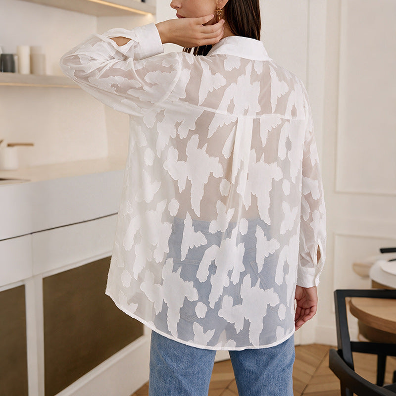 Jacquard Sheer Button Shirt