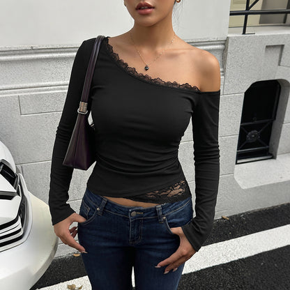 Asymmetric Lace Patchwork Top