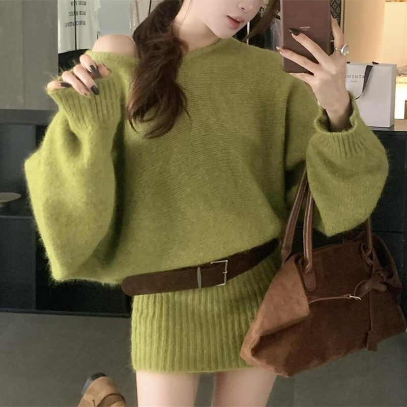 Off-Shoulder Pencil Knit Dress