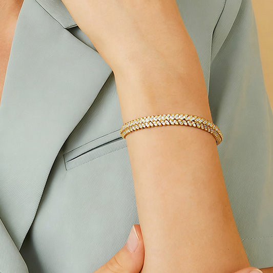 Fishbone Zircon Bracelet — Velourè