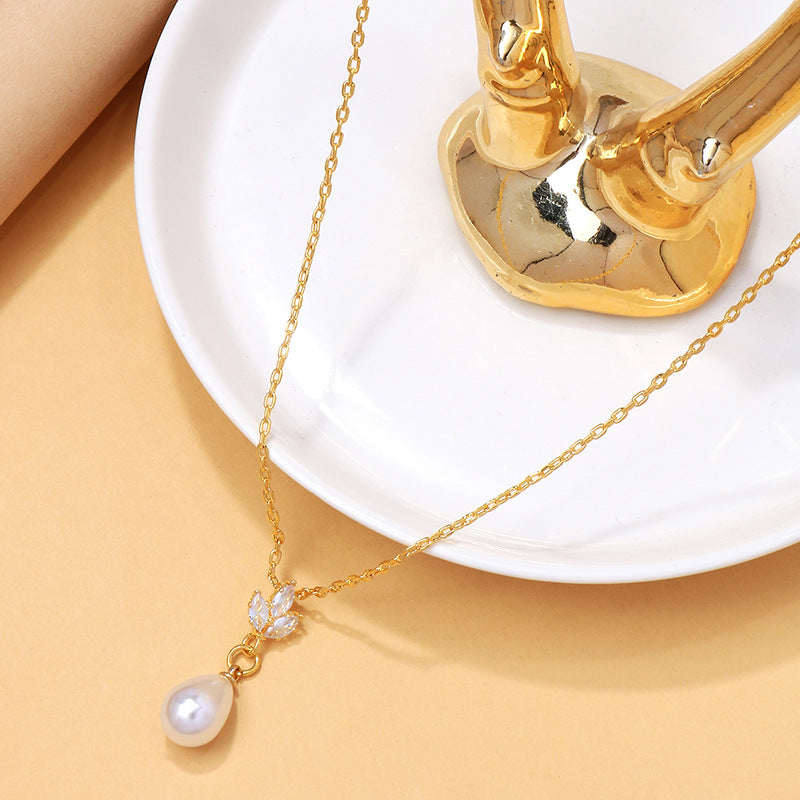 Pearl Zircon Collarbone Chain — Velourè