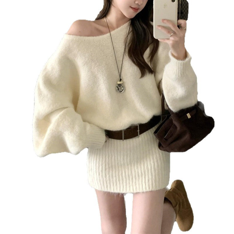 Off-Shoulder Pencil Knit Dress