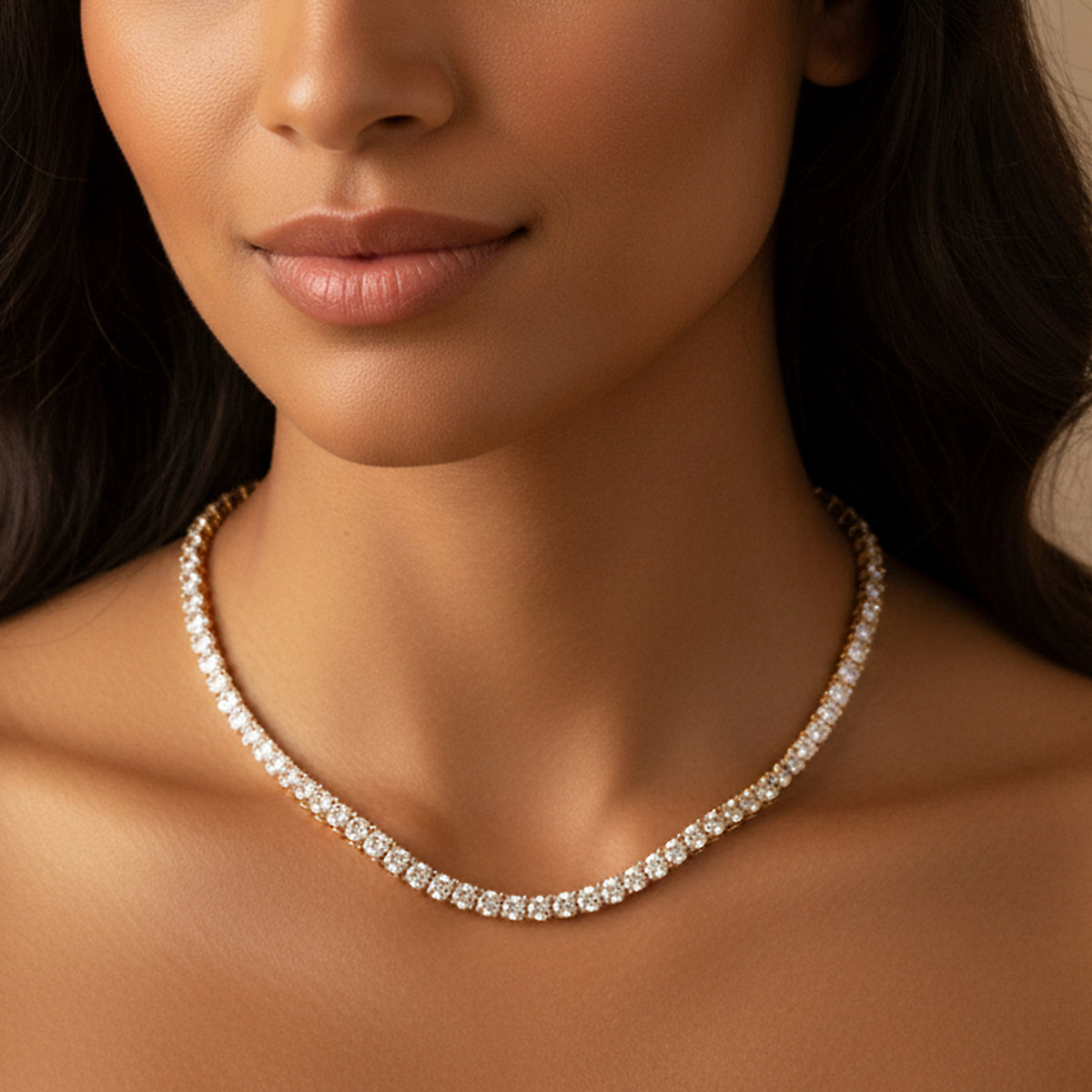 18K Gold Zirconia Tennis Necklace — Velourè